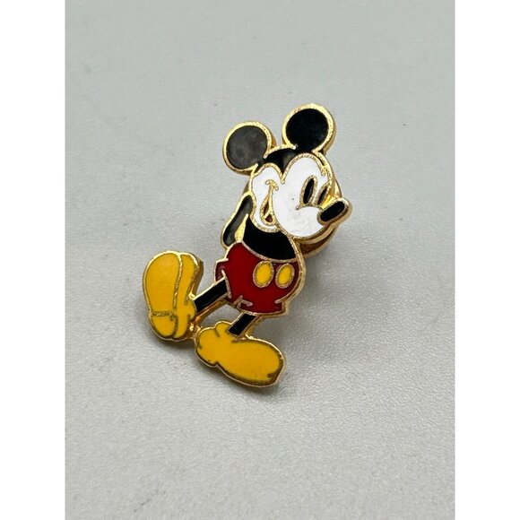 Vintage Walt Disney Mickey Mouse Tack Pin Gold Tone Enamel Made in Taiwan - Picture 4 of 6